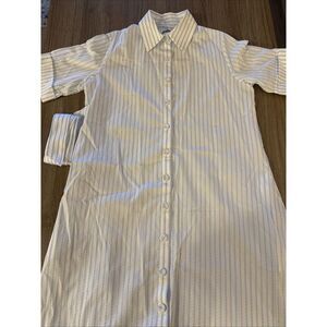 Evi Grintela Womens Valerie Stripe Cotton Belted Long Shirt Dress‎ Size S Blue